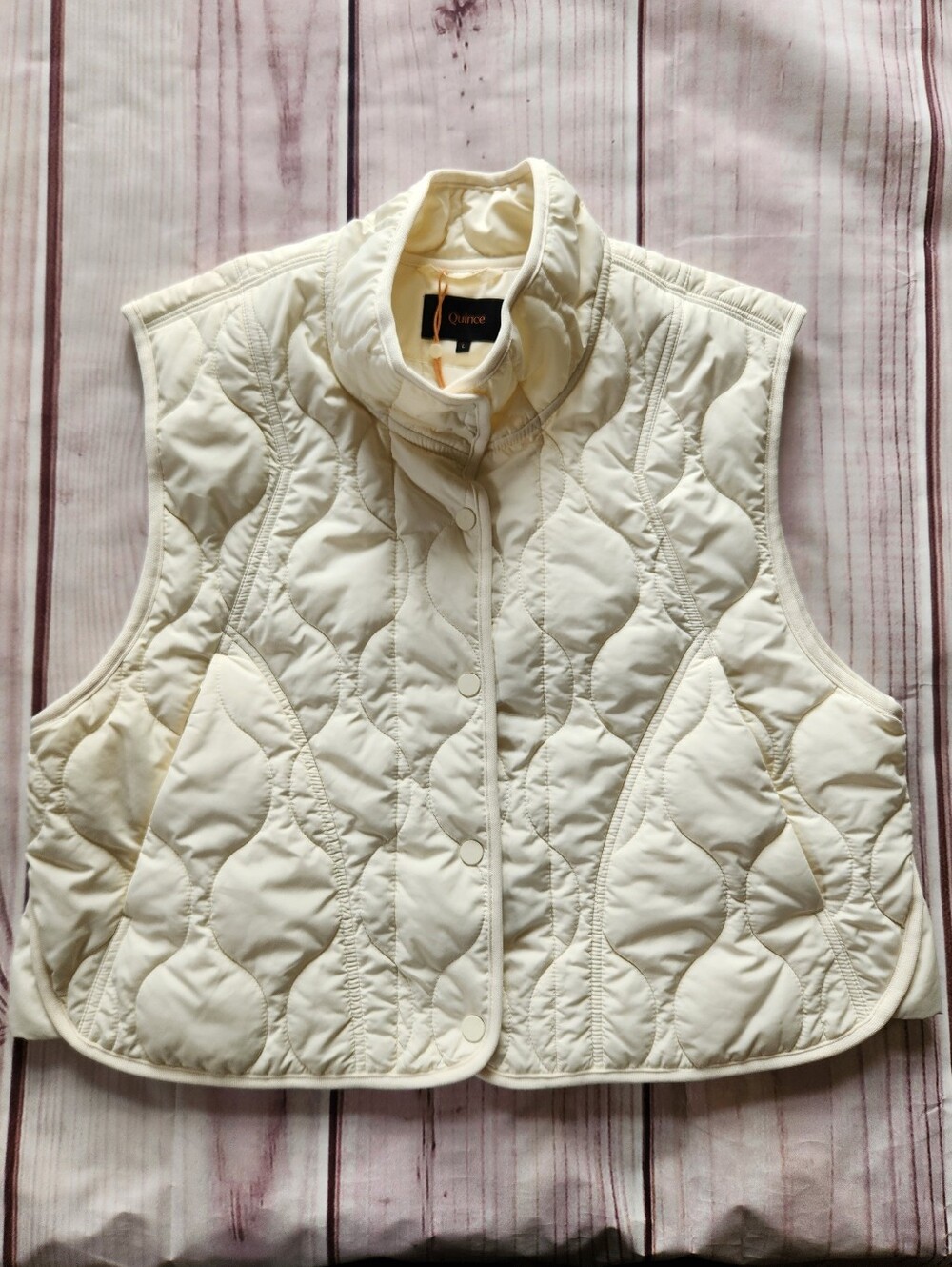 NWOT Quince "Featherless Quilted Puffer Vest" Silken White | Women's Size L - Picture 4 of 11